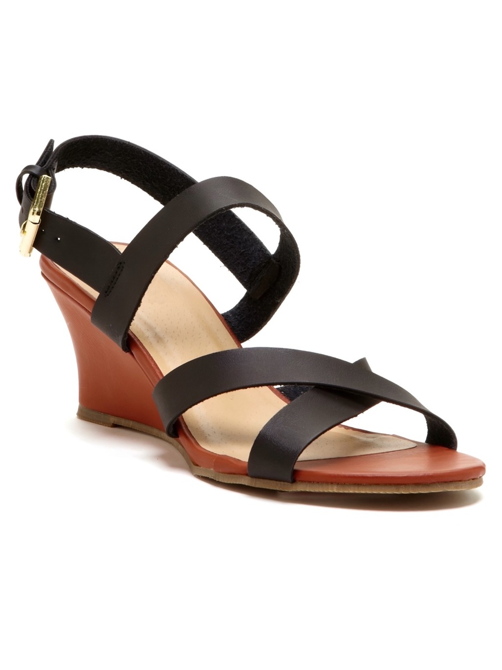 NIB Women's 'If' Carrini Black Crisscross Strappy Wedge Sandals - Size 10